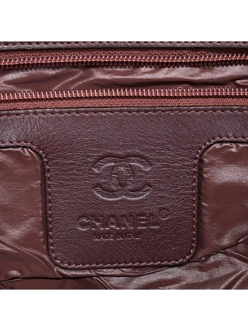 Chanel Tote Coco Cocoon Leather Nylon Red Black Gold